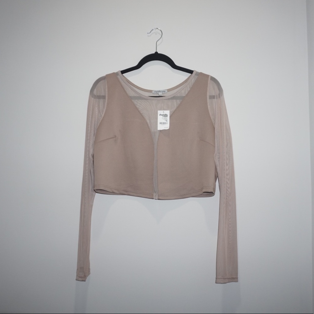 Nude sheer sleeve top